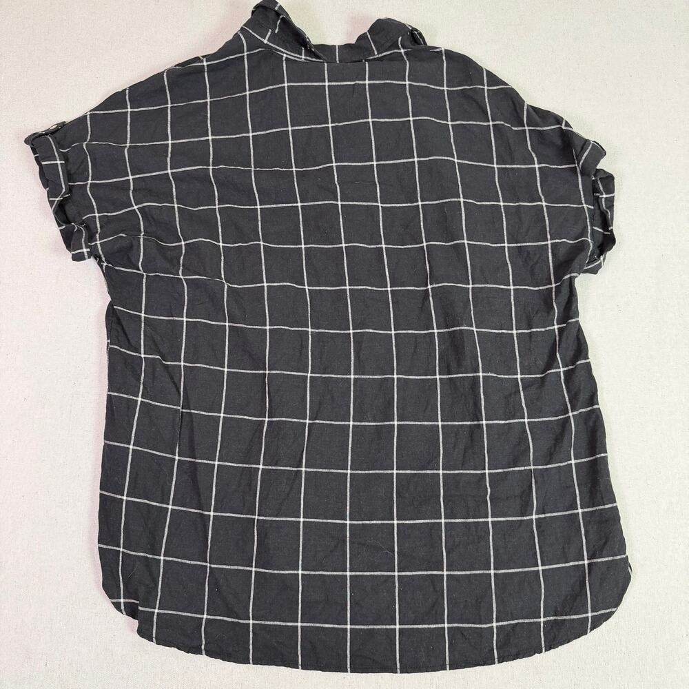 Tahari Linen Blend Popover Tunic Women's 2X Black Windowpane Oversized Shirt - Picture 10 of 11